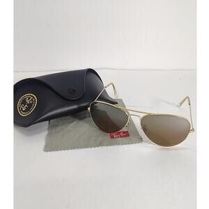 Ray-Bans B&L Vintage Bausch and Lomb Aviator Sunglasses 58 14 USA Gold W / Case